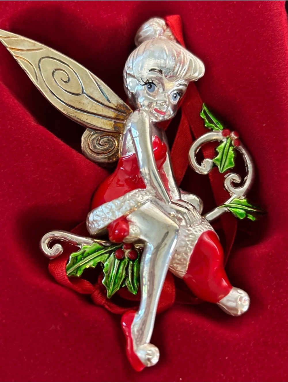 Lenox Silver and Red Fairy Holiday Ornament with Gold Wings